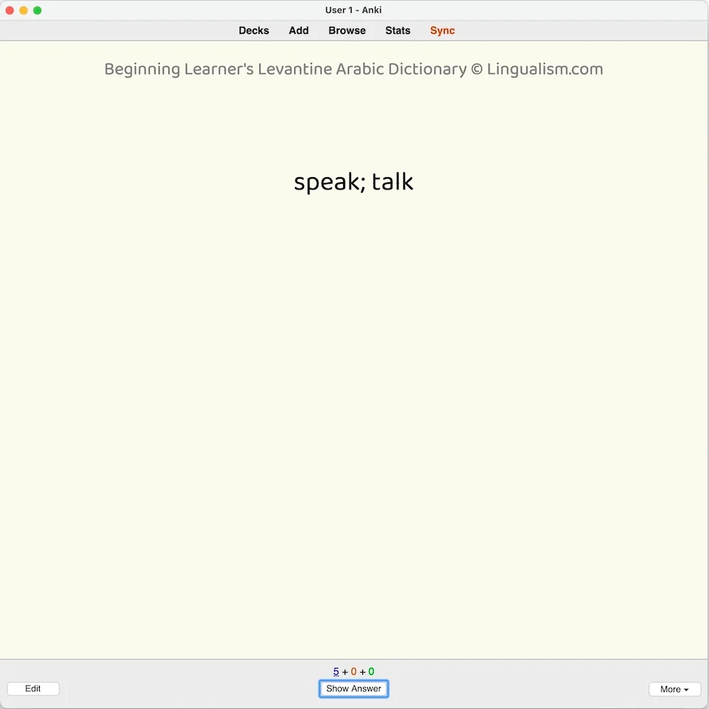 Beginning Learner's Levantine Arabic Dictionary: Anki Flashcards - Image 3