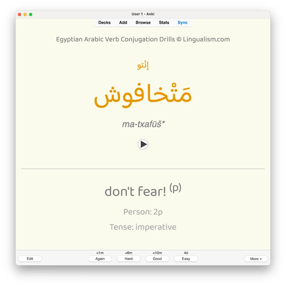 Egyptian Arabic Verb Conjugation Drills: Anki Flashcards (Set 1) - Image 4
