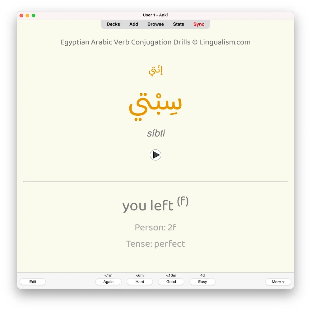 Egyptian Arabic Verb Conjugation Drills: Anki Flashcards (Set 2) - Image 2