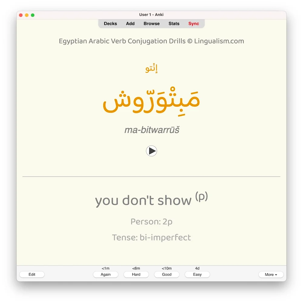 Egyptian Arabic Verb Conjugation Drills: Anki Flashcards (Set 2) - Image 6