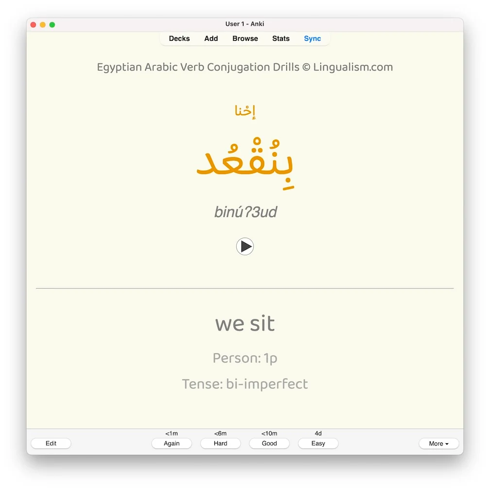Egyptian Arabic Verb Conjugation Drills: Anki Flashcards (Set 3) - Image 5