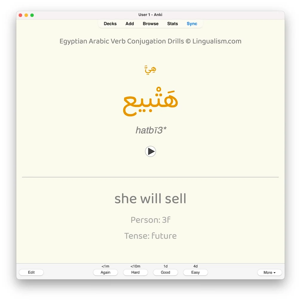 Egyptian Arabic Verb Conjugation Drills: Anki Flashcards (Set 3) - Image 7