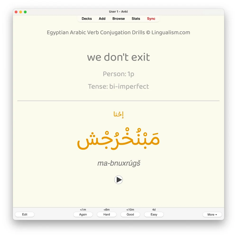 Egyptian Arabic Verb Conjugation Drills: Anki Flashcards (Set 4) - Image 6