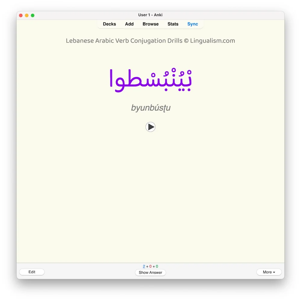 Lebanese Arabic Verb Conjugation Drills: Anki Flashcards (Set 1) - Image 3