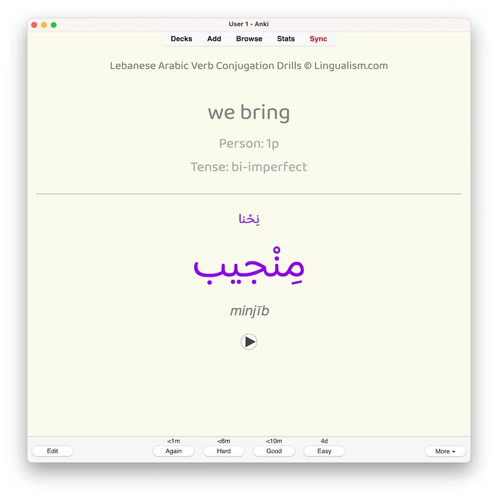 Lebanese Arabic Verb Conjugation Drills: Anki Flashcards (Set 2) - Image 5