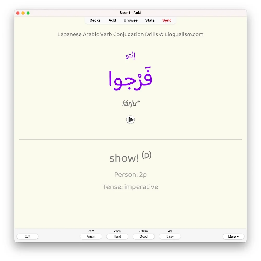 Lebanese Arabic Verb Conjugation Drills: Anki Flashcards (Set 2) - Image 6