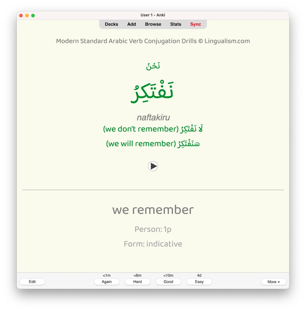 Modern Standard Arabic Verb Conjugation Drills: Anki Flashcards (Set 2) - Image 4