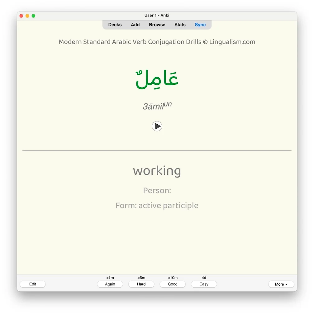 Modern Standard Arabic Verb Conjugation Drills: Anki Flashcards (Set 3) - Image 7