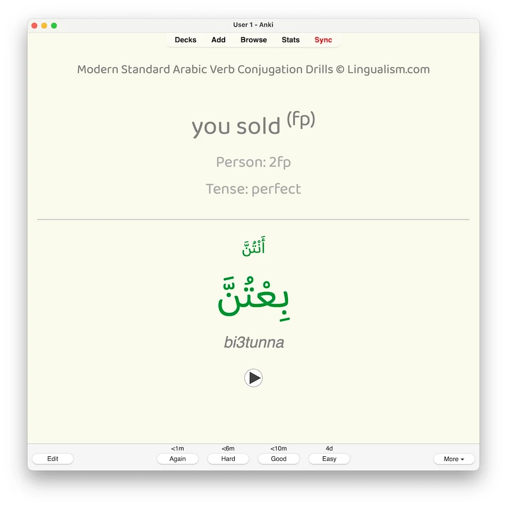 Modern Standard Arabic Verb Conjugation Drills: Anki Flashcards (Set 4) - Image 6