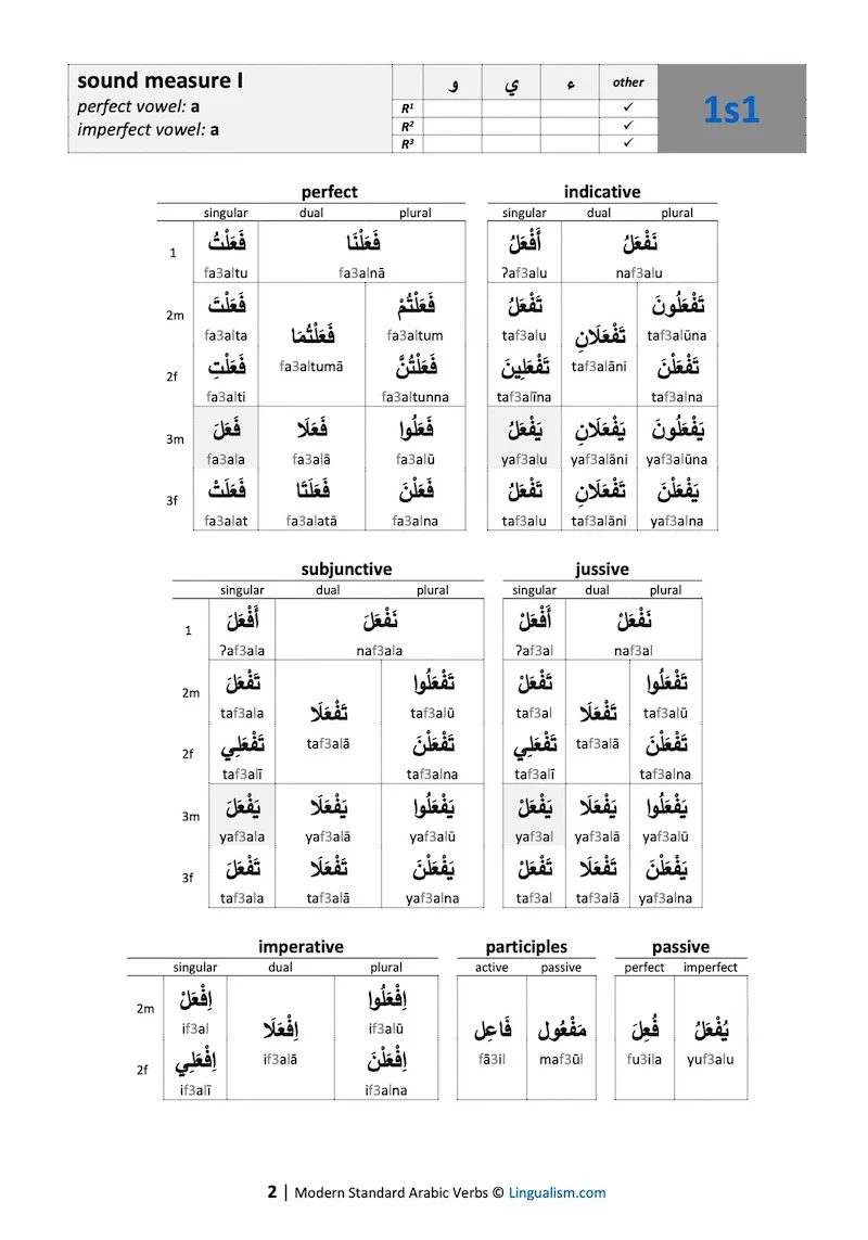 Modern Standard Arabic Verbs: Conjugation Tables - Image 5