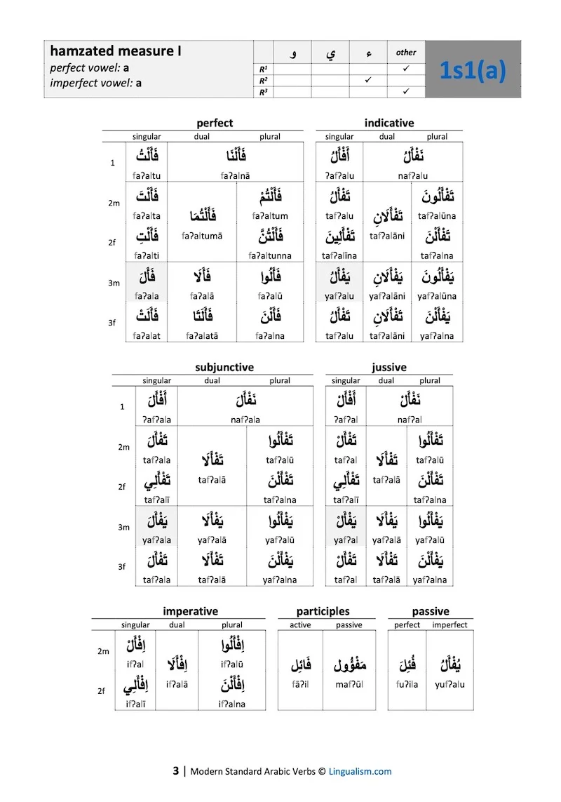 Modern Standard Arabic Verbs: Conjugation Tables - Image 6