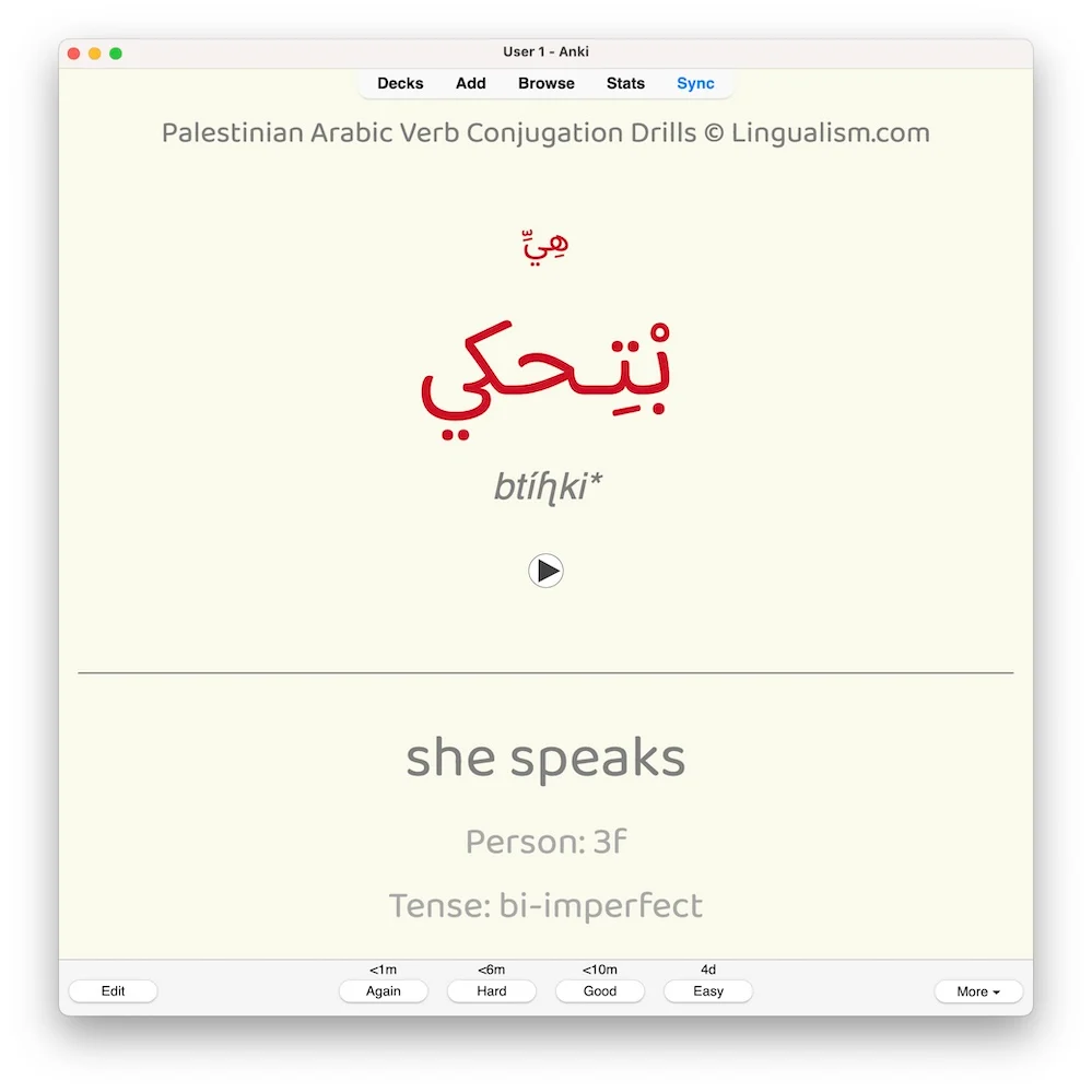 Palestinian Arabic Verb Conjugation Drills: Anki Flashcards (Set 3) - Image 4