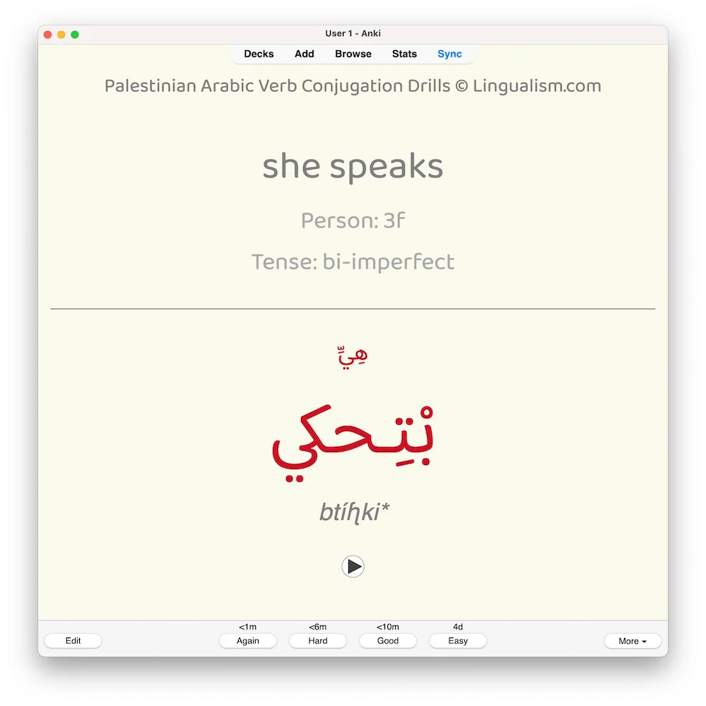 Palestinian Arabic Verb Conjugation Drills: Anki Flashcards (Set 3) - Image 5