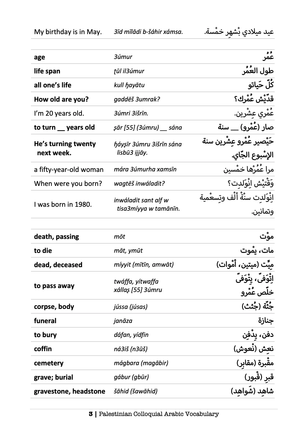 Palestinian Colloquial Arabic Vocabulary - Image 4