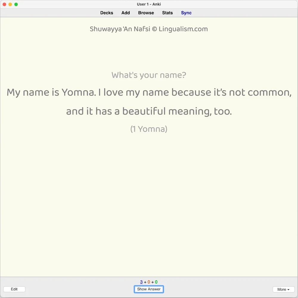Shuwayya 'An Nafsi: Anki Flashcards - Image 3