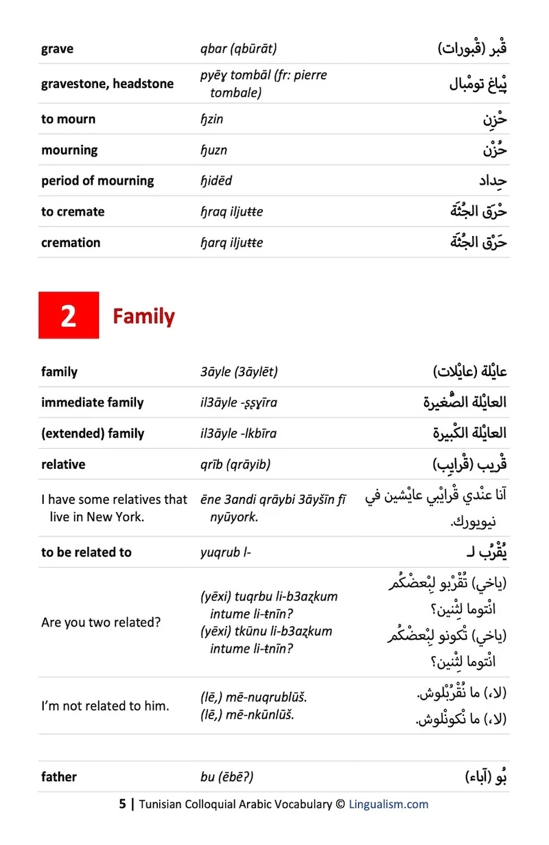 Tunisian Colloquial Arabic Vocabulary - Image 10